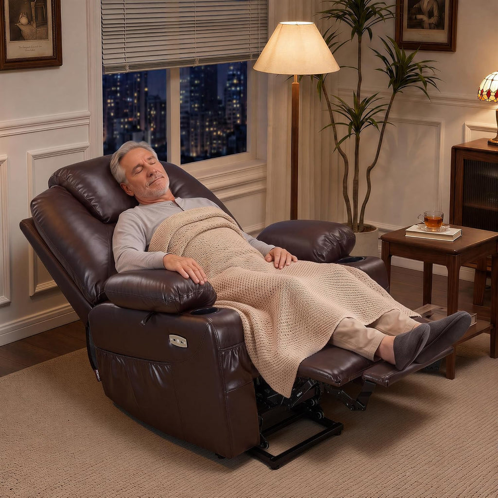 lunavero 7040 Power Lift Recliner Chair with Heat & Massage – Medium Size for Seniors